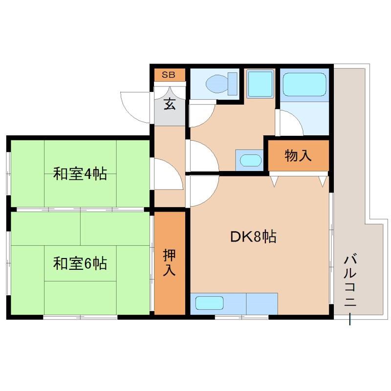 ハイツトマ(2DK/2階)の間取り写真
