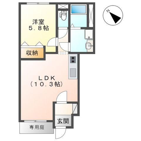 クイーン アーク(1LDK/1階)の間取り写真