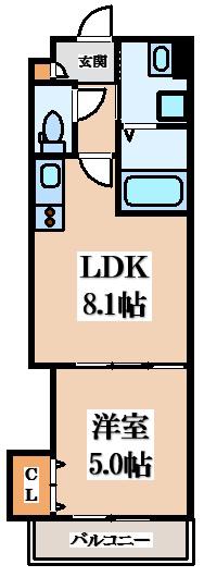 ティアラ北巽(1LDK/1階)の間取り写真