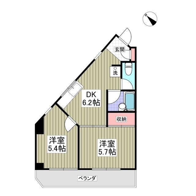 セラーズ二宮(2DK/2階)の間取り写真