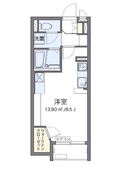 パレス湘南本宿(1K/1階)の間取り写真