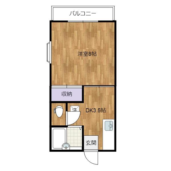 リリックスA(1DK/1階)の間取り写真