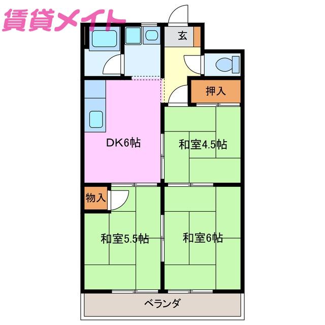 トーカイハイツ(3DK/2階)の間取り写真