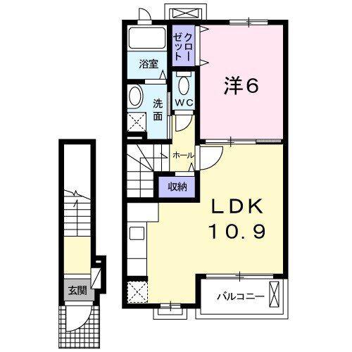 サンライズ・コーポ(1LDK/2階)の間取り写真