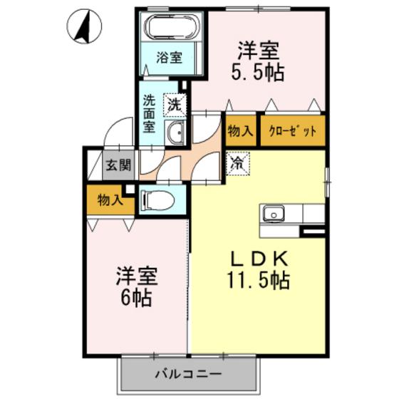 パークハイム(2LDK/2階)の間取り写真