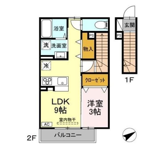 上石田2丁目PJ(1LDK/2階)の間取り写真