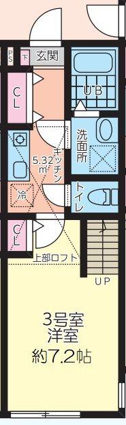 HALELUANA厚木関口(1K/2階)の間取り写真