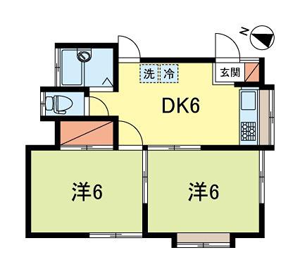 Sコーポ(2DK/1階)の間取り写真