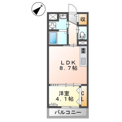 福岡市南区野間マンション(1LDK/3階)の間取り写真