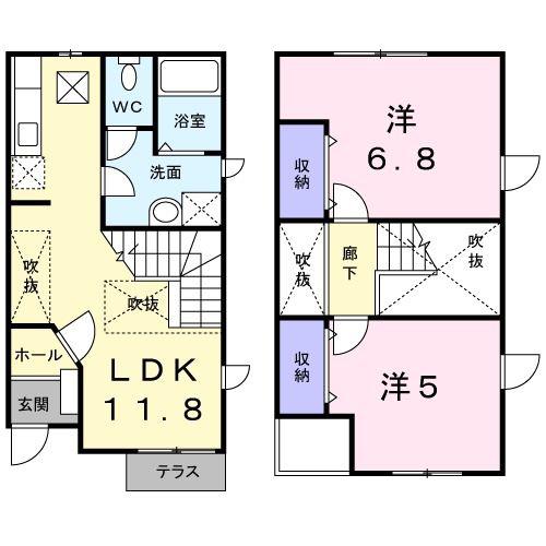 リヴハウス エレガント A(2LDK/1階)の間取り写真