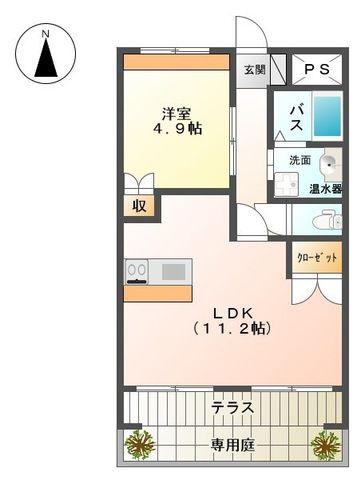 レフィナードN・K(1LDK/1階)の間取り写真