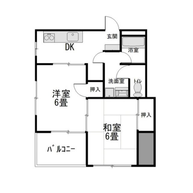 アベニュー迎町(2DK/2階)の間取り写真