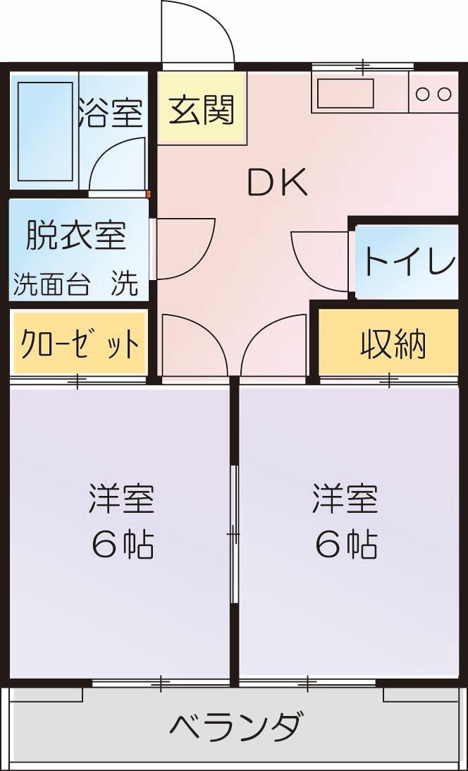 エスニックハイツ(2DK/2階)の間取り写真
