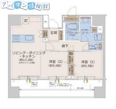 ザ・プレミア新潟駅万代(2LDK/17階)の間取り写真