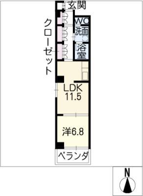 ラコンテ若葉(1LDK/5階)の間取り写真