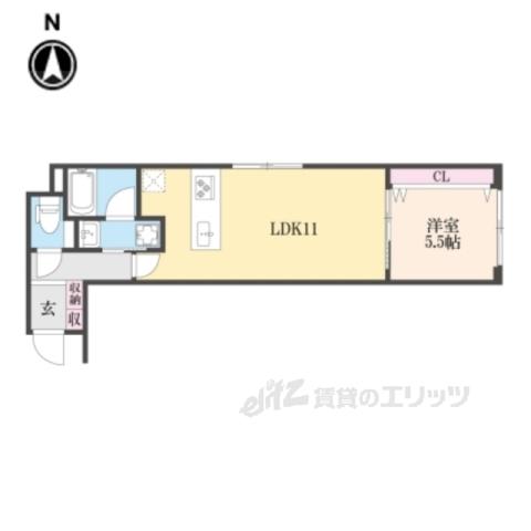 PLOW REVE 富小路(1LDK/5階)の間取り写真