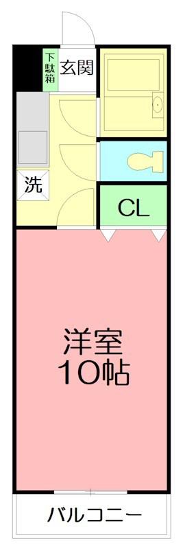 ウィンビュ湘南(1K/3階)の間取り写真