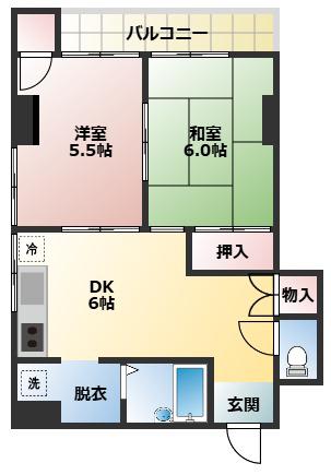 サンクラーレ(2DK/3階)の間取り写真