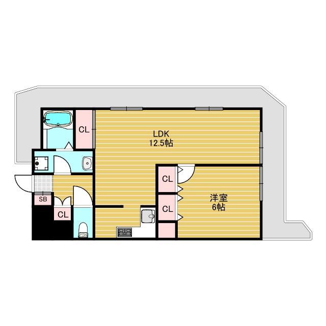 ダイアパレス淡路(1LDK/6階)の間取り写真