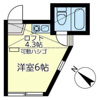 ユナイト保土ヶ谷ルートマスター(ワンルーム/1階)の間取り写真