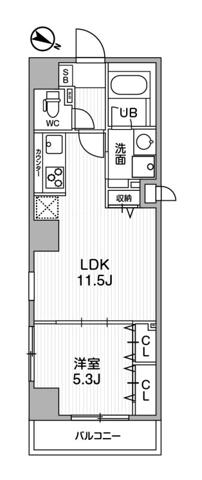 ALTERNA北品川(1LDK/4階)の間取り写真