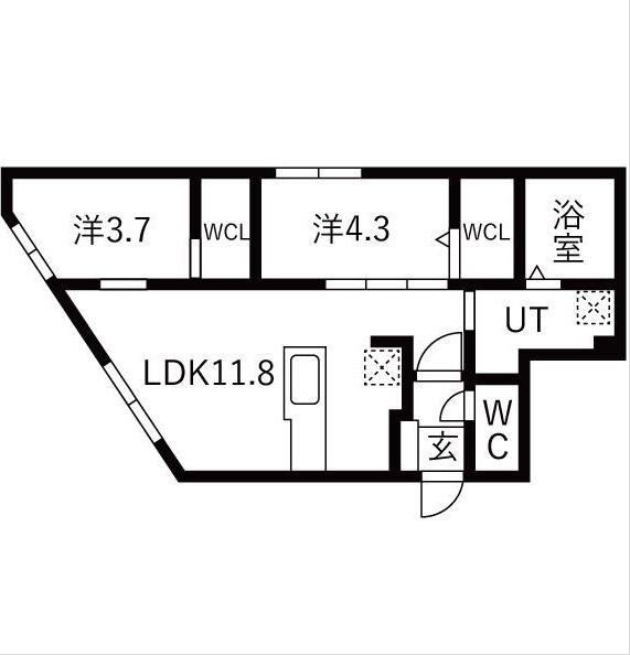 ラグランジュ円山(1SLDK/3階)の間取り写真