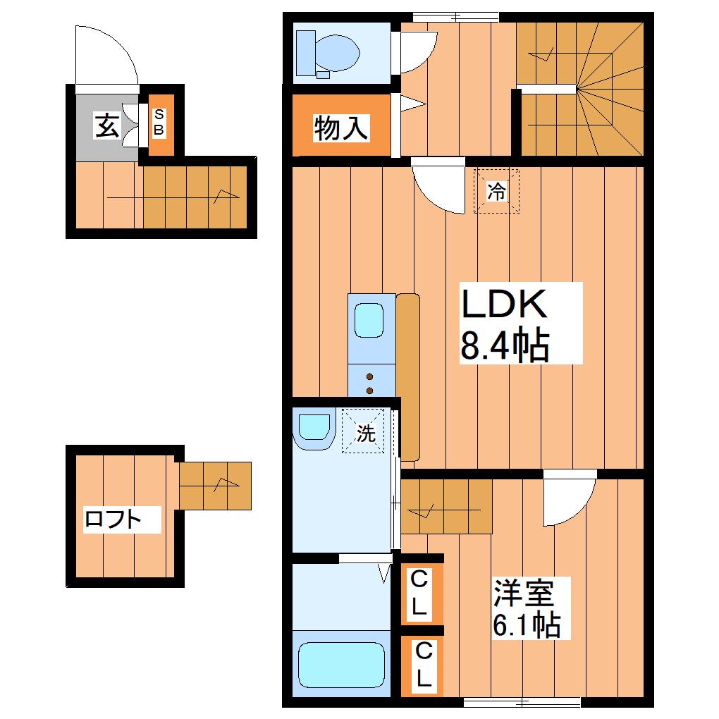 グレイスリーコート仙台(1LDK/2階)の間取り写真