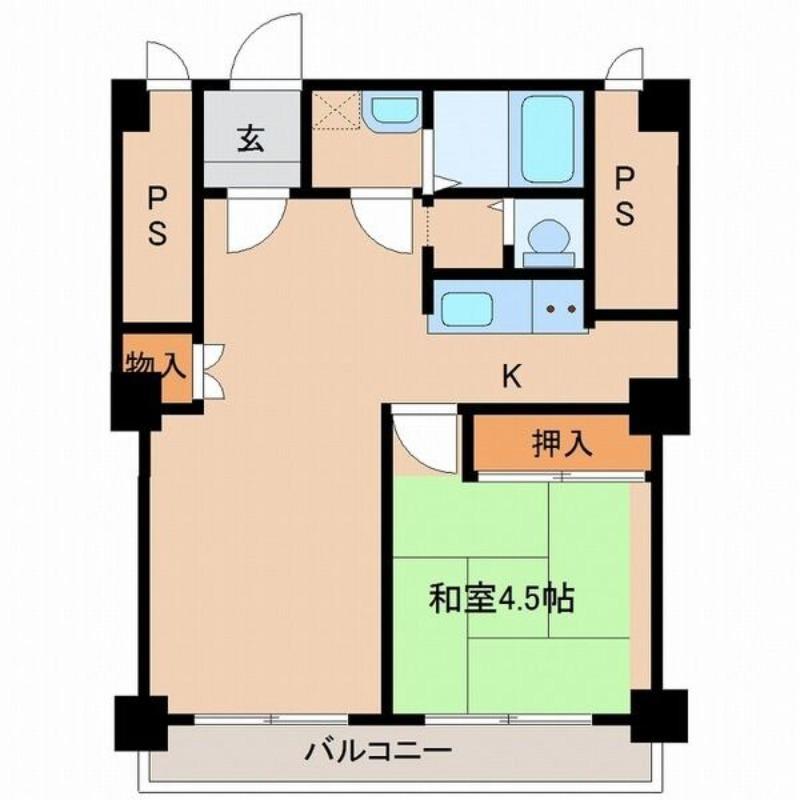真駒内緑町団地1号棟(1LDK/2階)の間取り写真