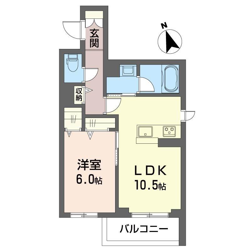 ブリランテ本八幡(1LDK/3階)の間取り写真