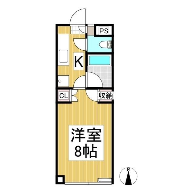 ファミーユ宮ノ前(1K/1階)の間取り写真