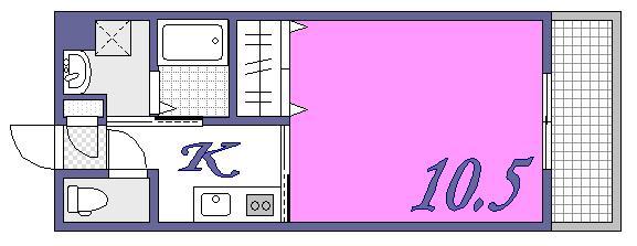 フラット府中(1K/2階)の間取り写真