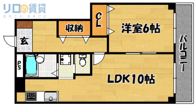 金川マンション(1LDK/2階)の間取り写真