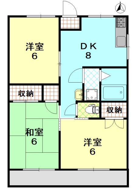 パールハイツ寺尾 B館(3DK/2階)の間取り写真