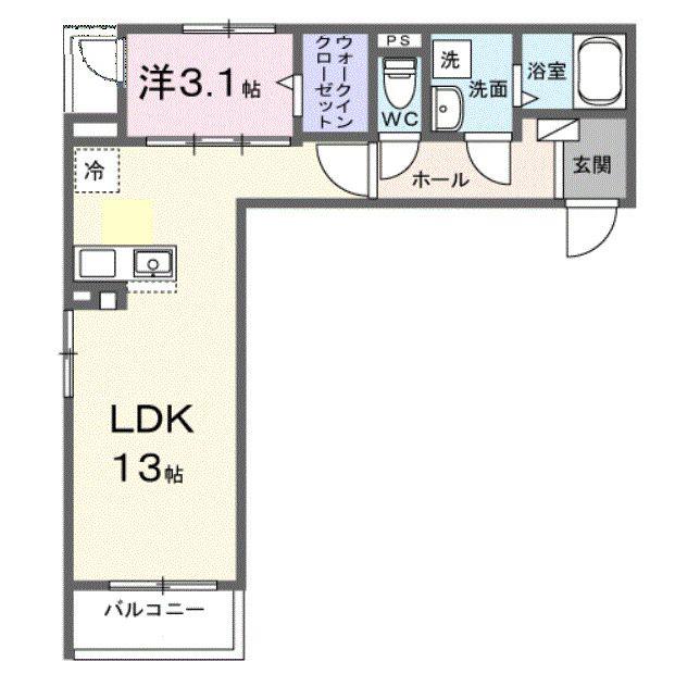 東羽衣6丁目アパート(1LDK/3階)の間取り写真