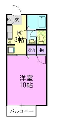 ファースト岩本 B(1K/1階)の間取り写真