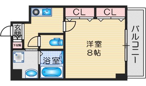 プレステージ1ST(1K/6階)の間取り写真