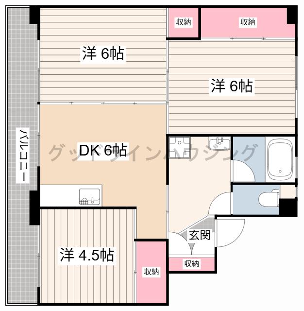 ビレッジハウス三草1号棟(3DK/2階)の間取り写真