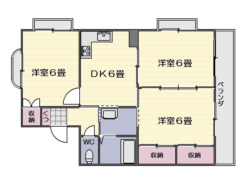 サンシャトー永吉(3DK/1階)の間取り写真
