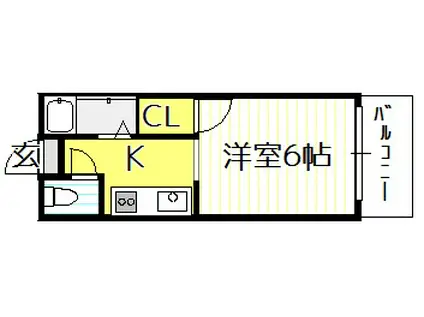 平野ハイツ(1K/1階)の間取り写真