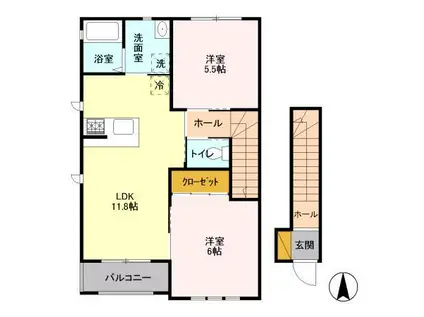 エスポワール(2LDK/2階)の間取り写真
