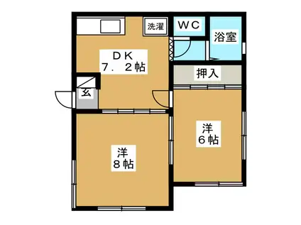 サンハイツヤマモトB(2DK/2階)の間取り写真