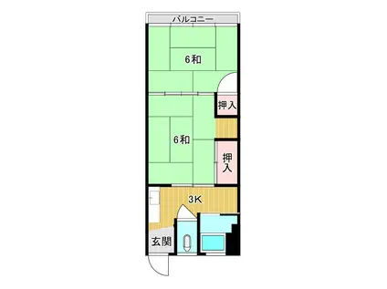 松山アパート(2K/3階)の間取り写真