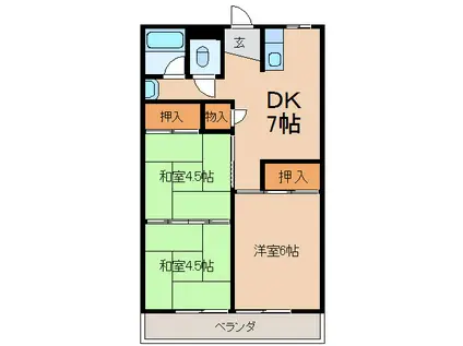 グリーンハイツ恒和(3DK/3階)の間取り写真
