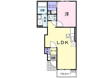 レバータII B(1LDK/1階)の間取り写真