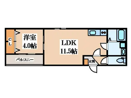 BADGE TOMOI EST VII(1LDK/1階)の間取り写真