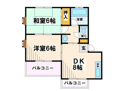 ヒルズ西府(2LDK/3階)の間取り写真