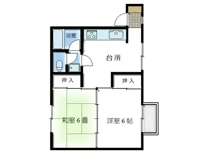 チェリーパーク(2DK/2階)の間取り写真