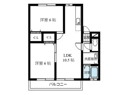 もめんハウス A棟(2LDK/1階)の間取り写真