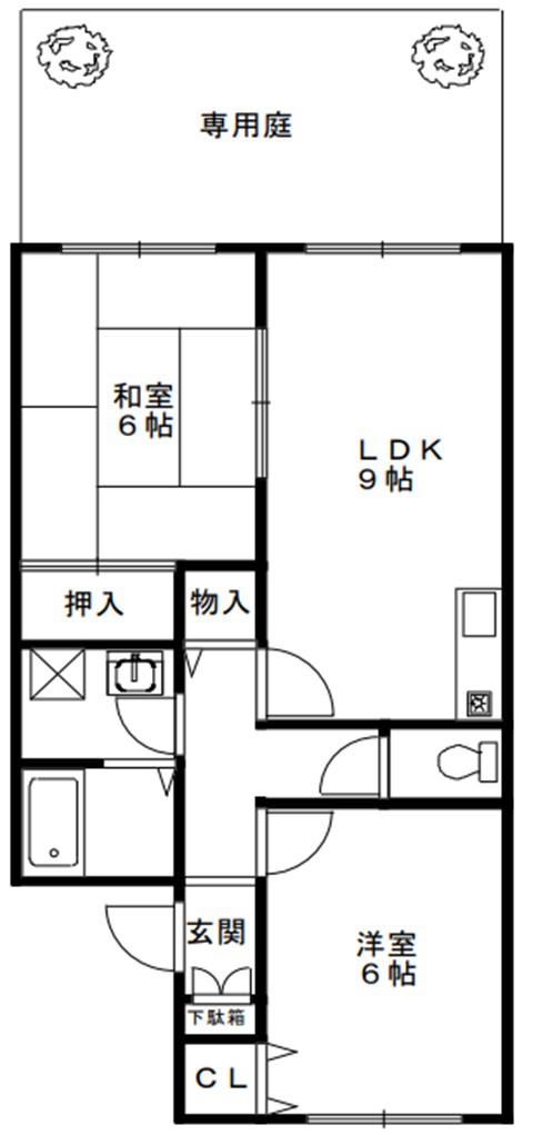 メゾンモチの木(2LDK/1階)の間取り写真