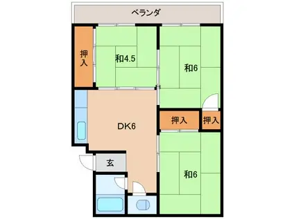 第2矢田マンション(3DK/3階)の間取り写真